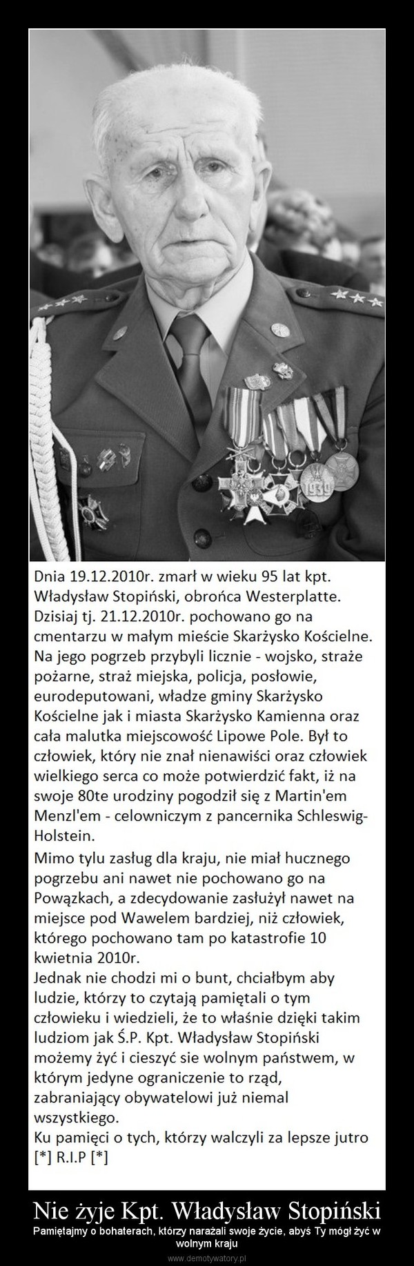 Nie żyje Kpt. Władysław Stopiński