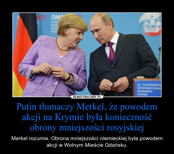 Putin tłumaczy Merkel, że powodem akcji na Krymie była konieczność obrony mniejszości rosyjskiej