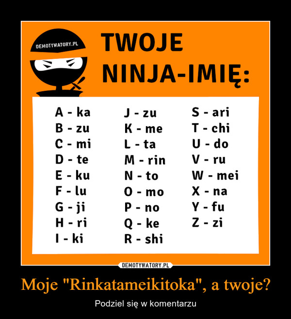 Moje "Rinkatameikitoka", a twoje? – Podziel się w komentarzu twoje ninja-imię