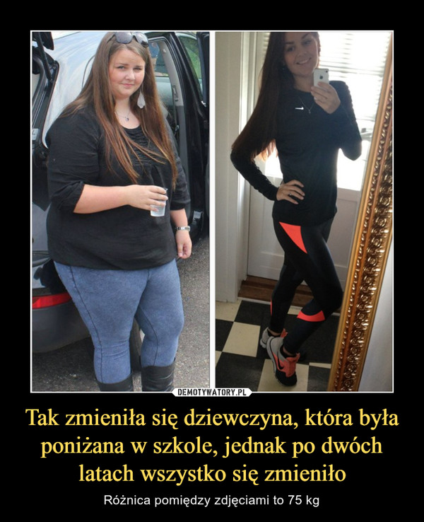 Tak zmieniła się dziewczyna, która była poniżana w szkole, jednak po dwóch latach wszystko się zmieniło – Różnica pomiędzy zdjęciami to 75 kg 