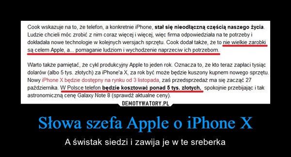 Słowa szefa Apple o iPhone X