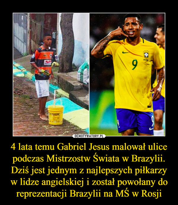 4 lata temu Gabriel Jesus malował ulice podczas Mistrzostw Świata w Brazylii. Dziś jest jednym z najlepszych piłkarzy w lidze angielskiej i został powołany do reprezentacji Brazylii na MŚ w Rosji –  