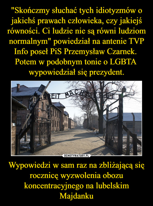 Wypowiedzi w sam raz na zbliżającą się rocznicę wyzwolenia obozu koncentracyjnego na lubelskim Majdanku –  