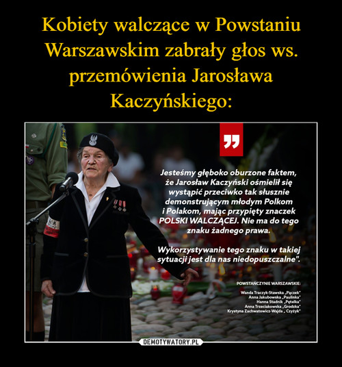 Kobiety walczące w Powstaniu Warszawskim zabrały głos ws. przemówienia Jarosława Kaczyńskiego: