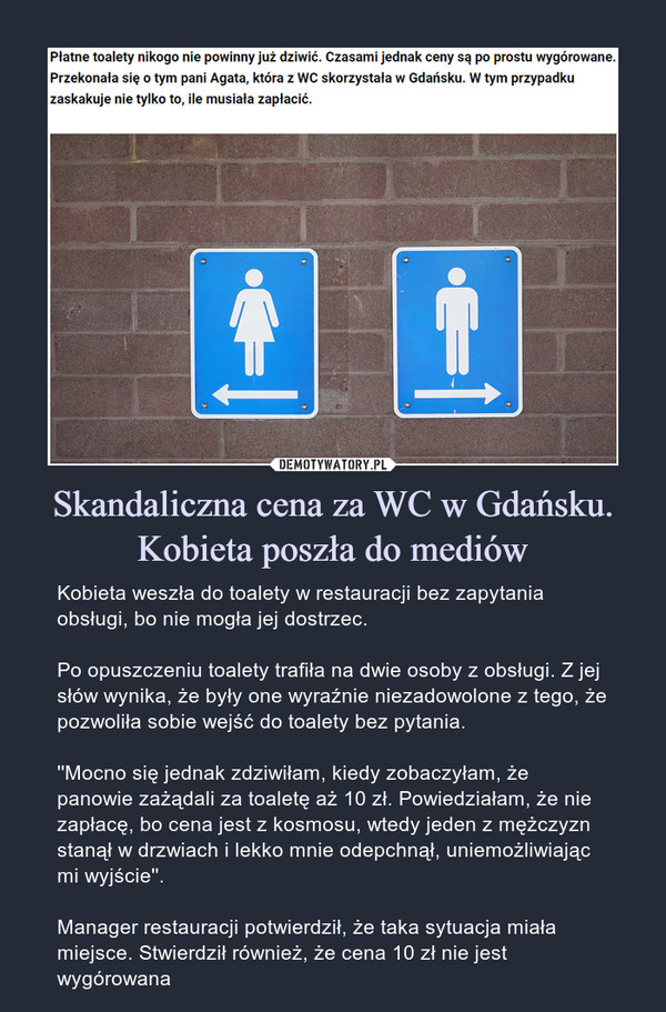 Skandaliczna cena za WC w Gdańsku. Kobieta poszła do mediów