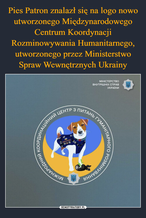 Pies Patron znalazł się na logo nowo utworzonego Międzynarodowego Centrum Koordynacji Rozminowywania Humanitarnego, utworzonego przez Ministerstwo Spraw Wewnętrznych Ukrainy