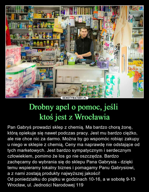 Drobny apel o pomoc, jeśli 
ktoś jest z Wrocławia