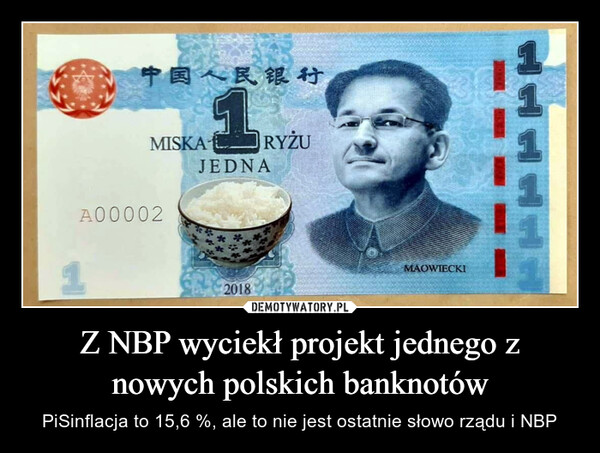 Z NBP wyciekł projekt jednego z nowych polskich banknotów – PiSinflacja to 15,6 %, ale to nie jest ostatnie słowo rządu i NBP 