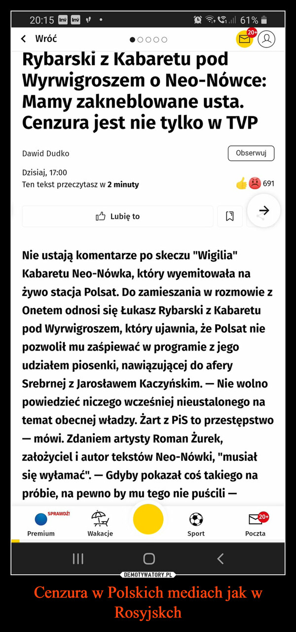 Cenzura w Polskich mediach jak w Rosyjskch