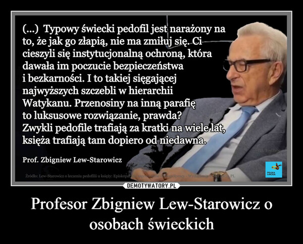 Profesor Zbigniew Lew-Starowicz o osobach świeckich