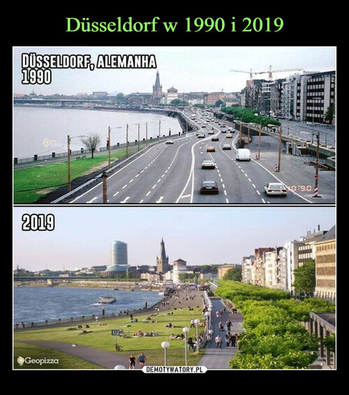 Düsseldorf w 1990 i 2019