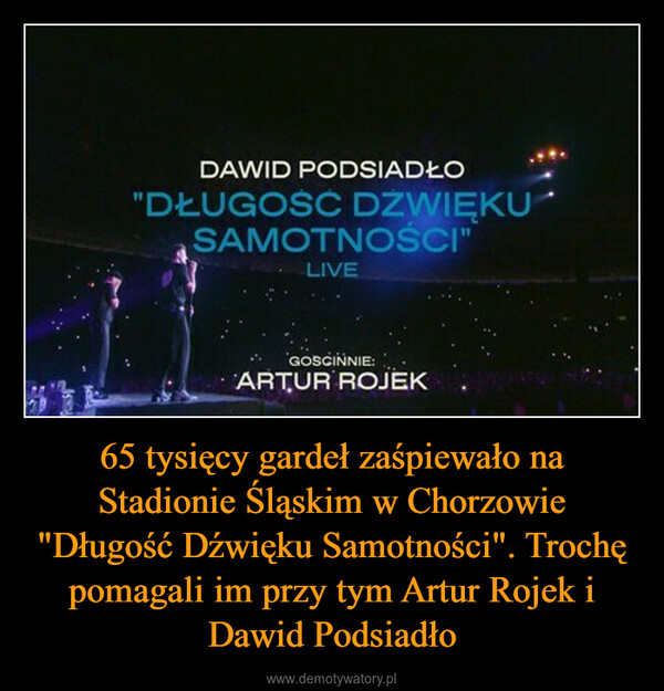 65 tysięcy gardeł zaśpiewało na Stadionie Śląskim w Chorzowie "Długość Dźwięku Samotności". Trochę pomagali im przy tym Artur Rojek i Dawid Podsiadło –  