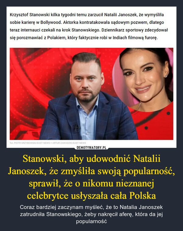 Stanowski, aby udowodnić Natalii Janoszek, że zmyśliła swoją popularność, sprawił, że o nikomu nieznanej celebrytce usłyszała cała Polska