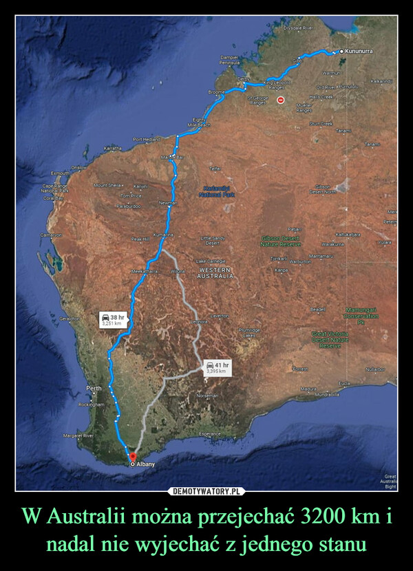 W Australii można przejechać 3200 km i nadal nie wyjechać z jednego stanu
